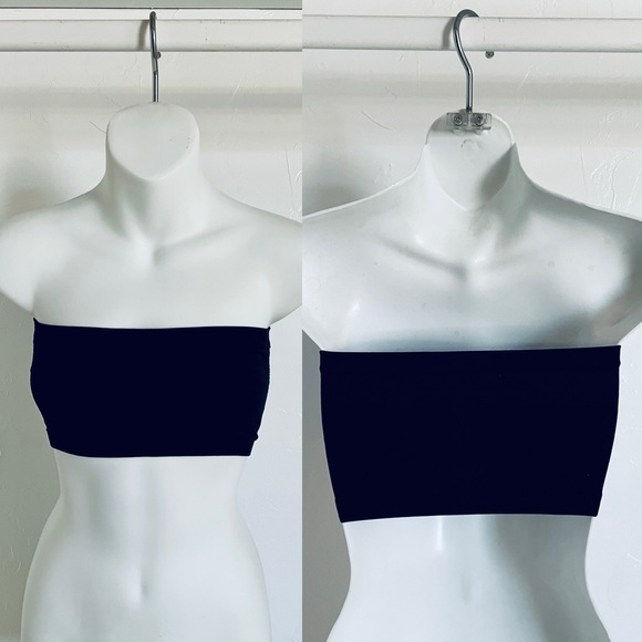Black Stretch BANDEAU BRALETTE Crop Top O/S - Picture 2 of 7